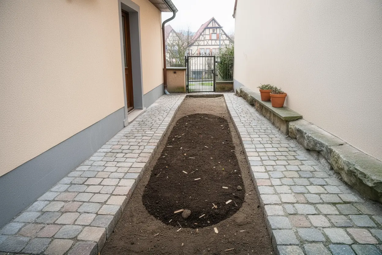 Cour dégagée après rognage à Eguisheim