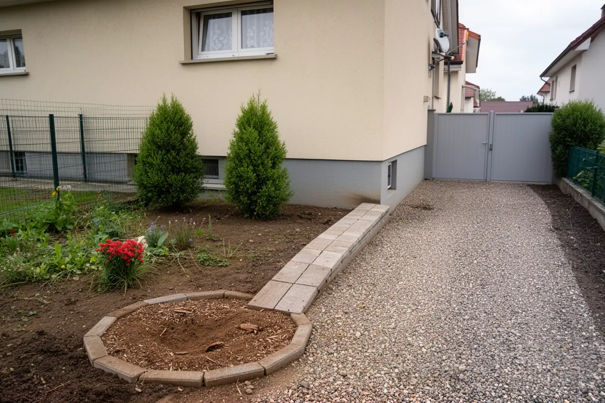 Allée nivelée après rognage de souche à Houssen