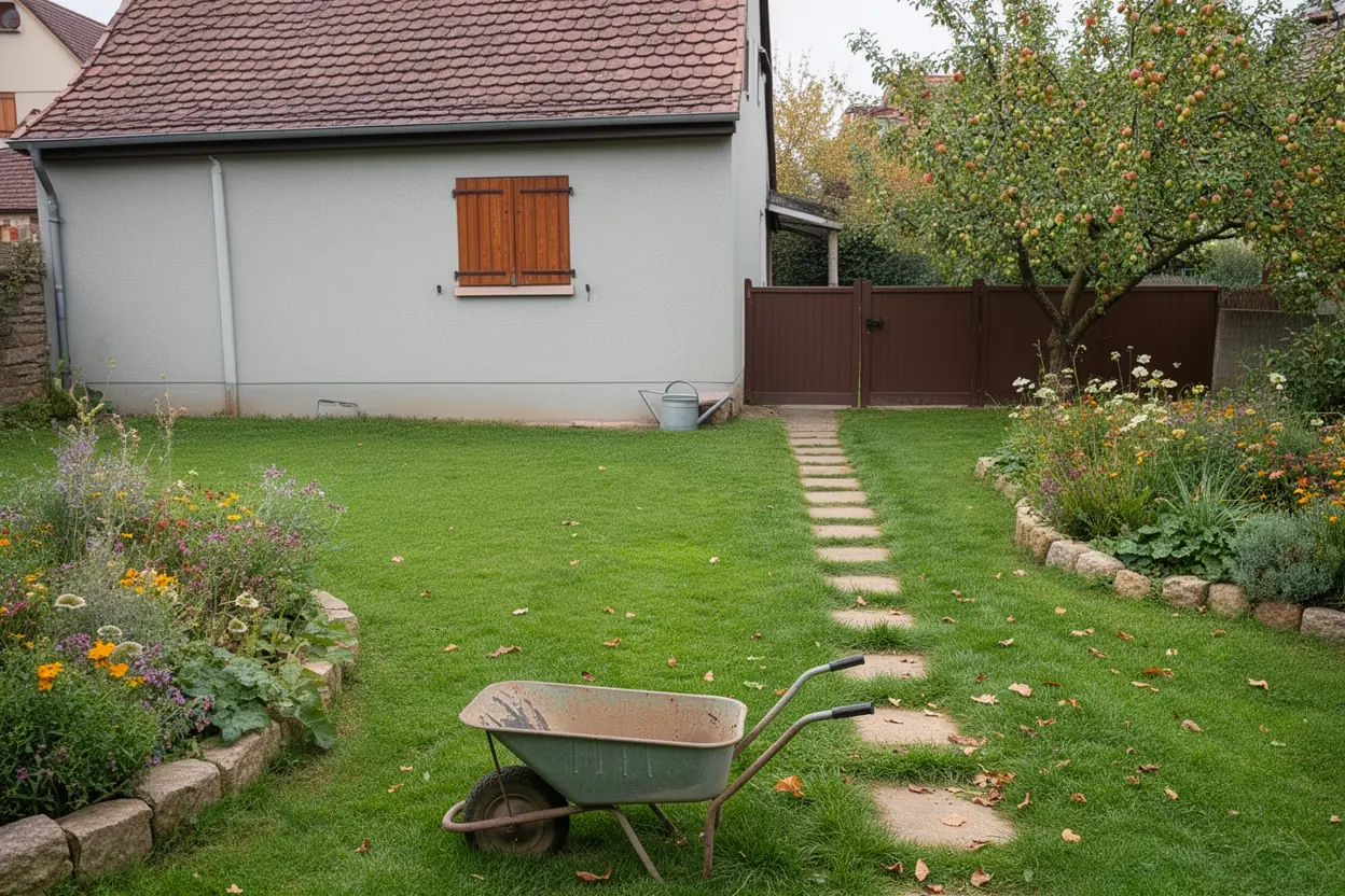 Jardin nettoyé après évacuation végétale à Eguisheim